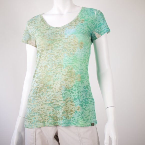 Prana Green and Tan Short Sleeve Tee - Picture 1 of 5